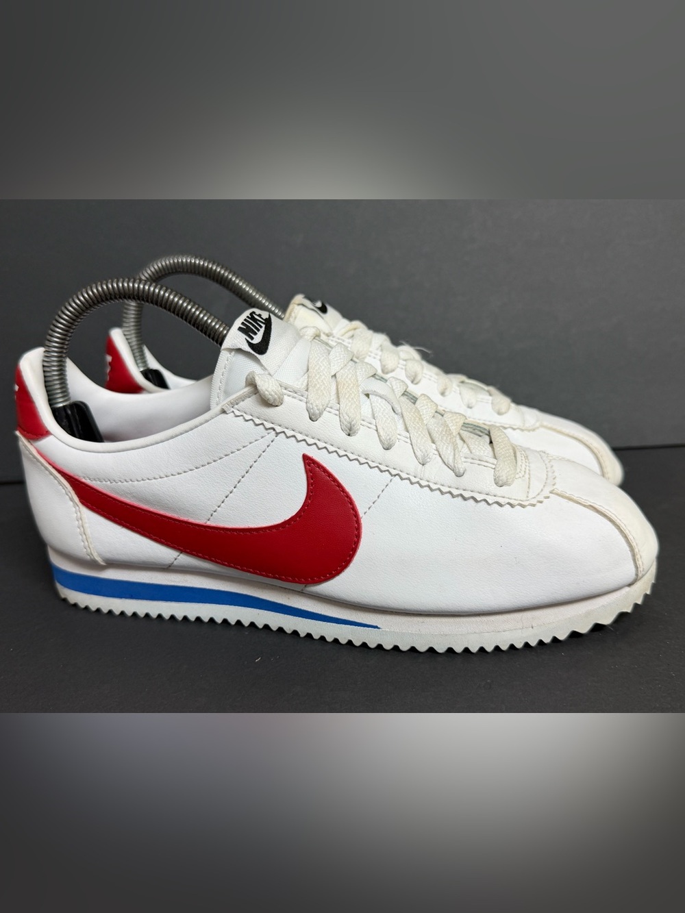 Nike Classic Cortez Leather Forrest Gump White Red Blue Women Size 7 - Picture 6 of 9